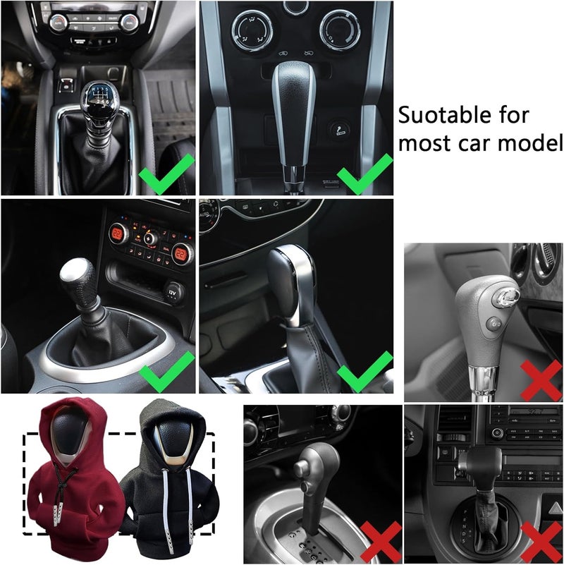 vvag Gear Shift Hoodie,Universal Shift Knob Hoodie, 4.7 Inch Car Shifter Stick Protector Decoration, Funny Hoodie Car Gear Shift Cover (Red + Black) - Image 5